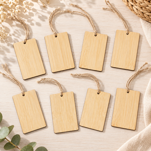 Bamboo Swing Tag - 8 Set - Version 2 arranged in a bright premium home setting