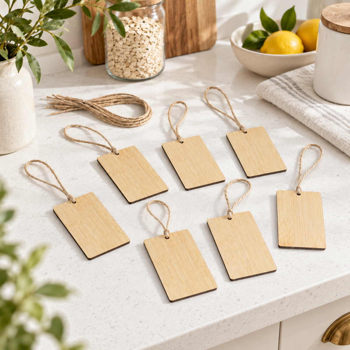 Bamboo Swing Tag - 8 Set - Version 2 in a Scandinavian lifestyle setting