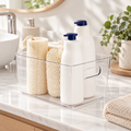 Bathroom Storage Tub - Clear Medium in a bright bathroom setting