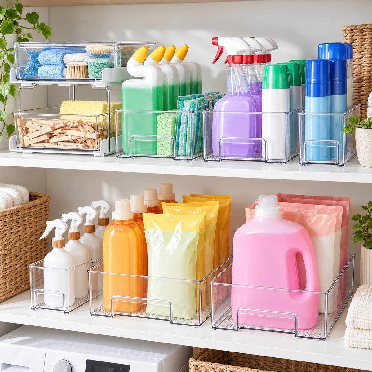 Blissful Laundry Storage Set in a bright organised home setting