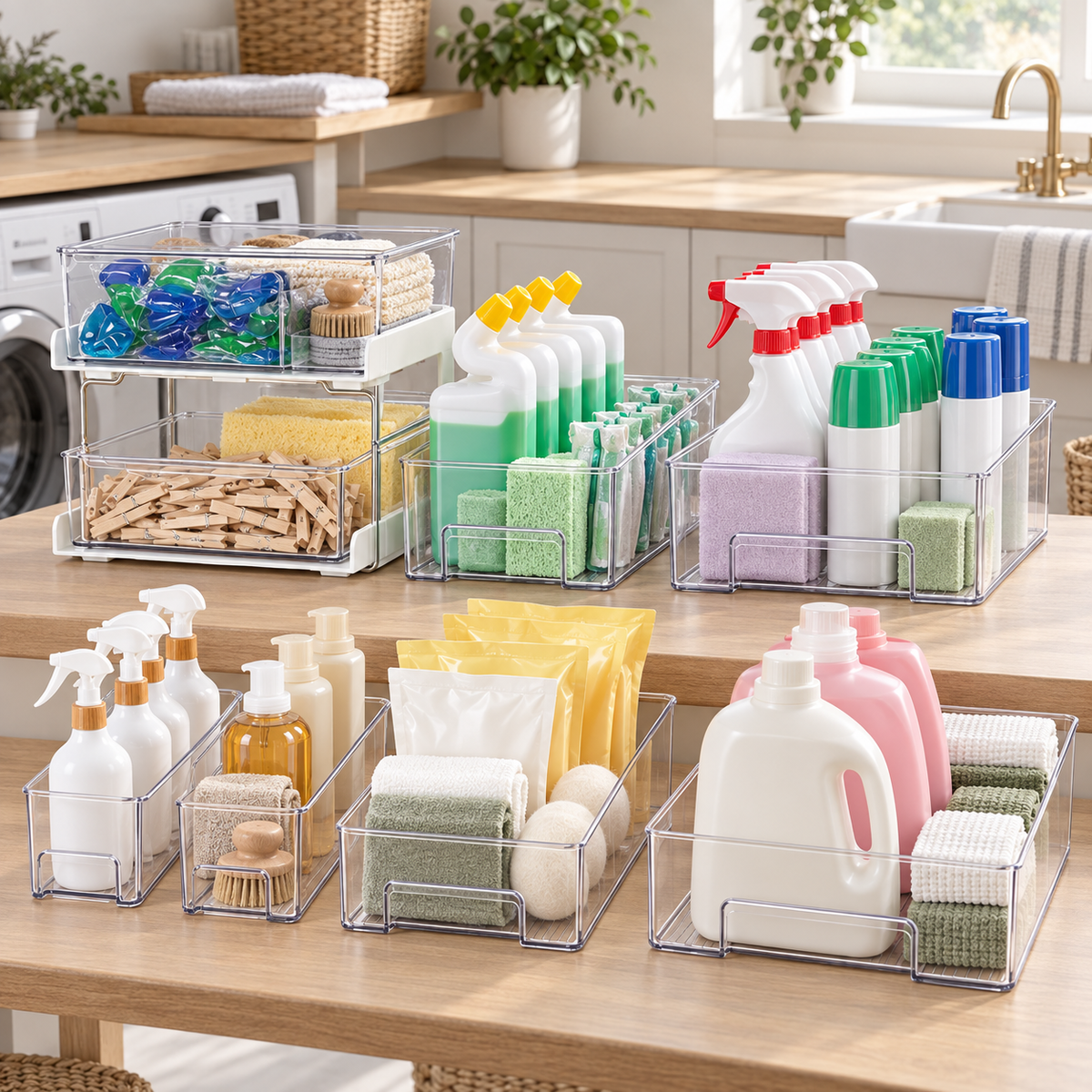Blissful Laundry Storage Set in a clean Scandinavian interior