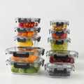 Meal Prep Glass Food Container - 10 Set Rectangle - Black