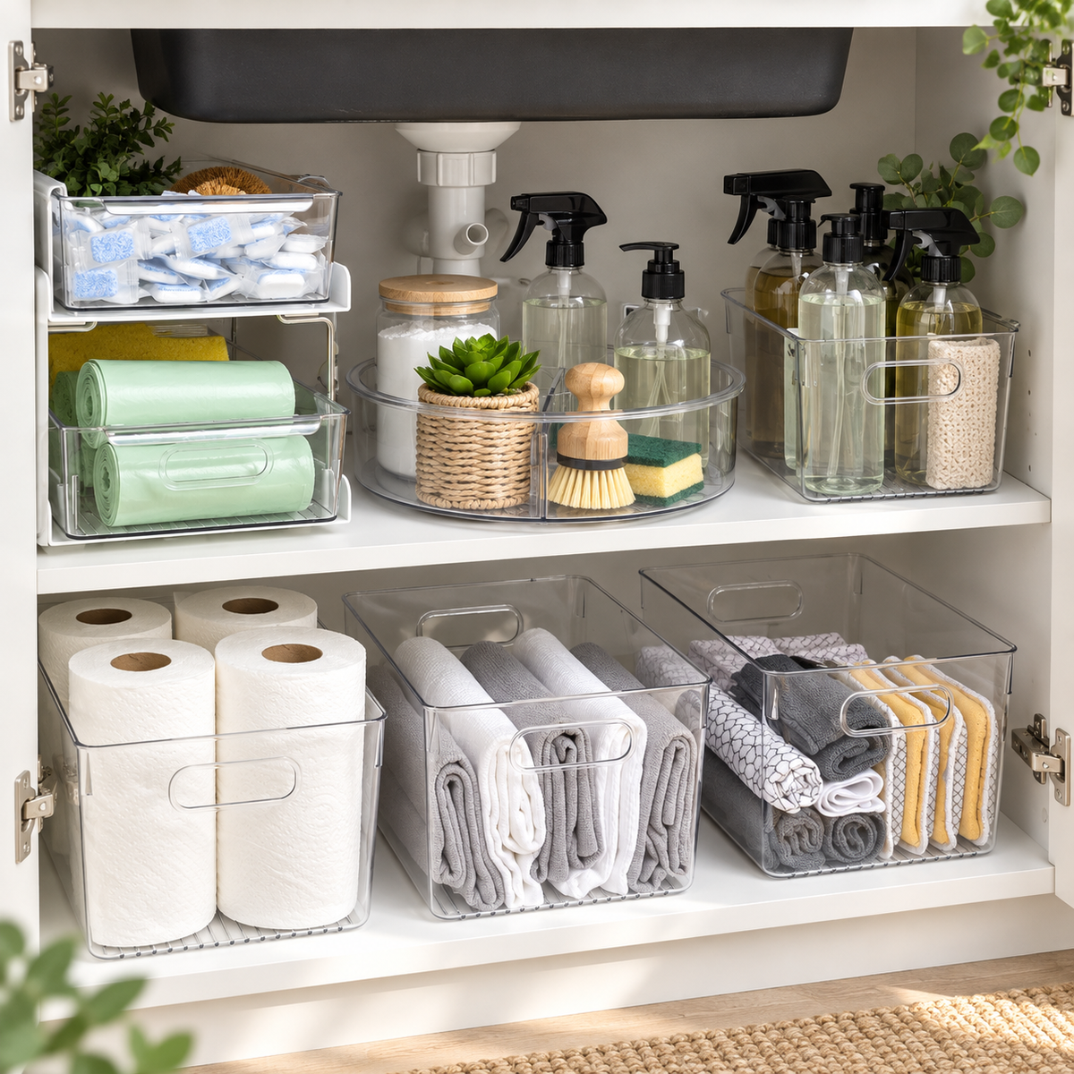 Clearview Under Sink Storage Set - Version 2 arranged in a bright premium home setting