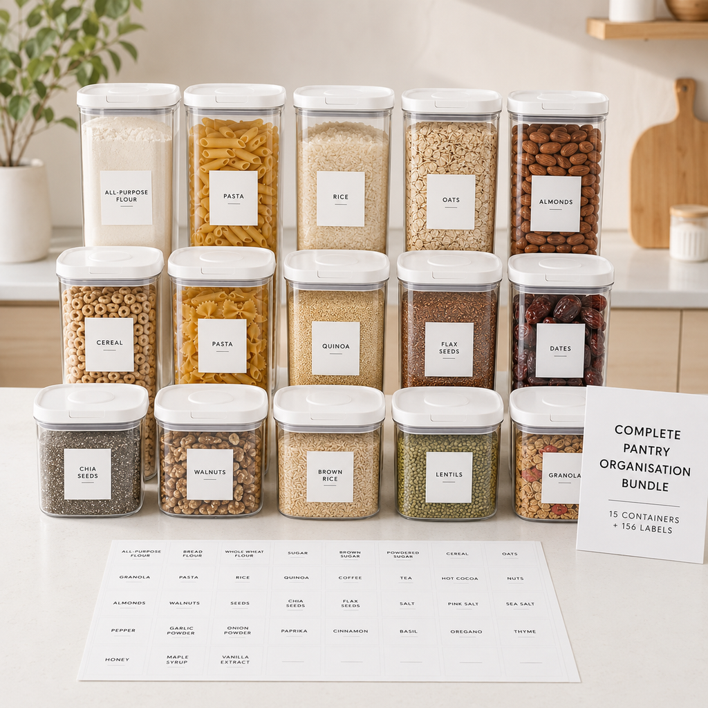 Complete Pantry Organisation Bundle - 15 Containers + 156 Labels – view 3