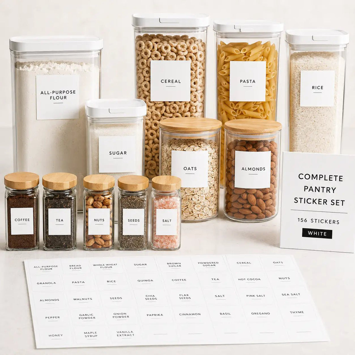 Complete Pantry Sticker Set - 156 Stickers - White