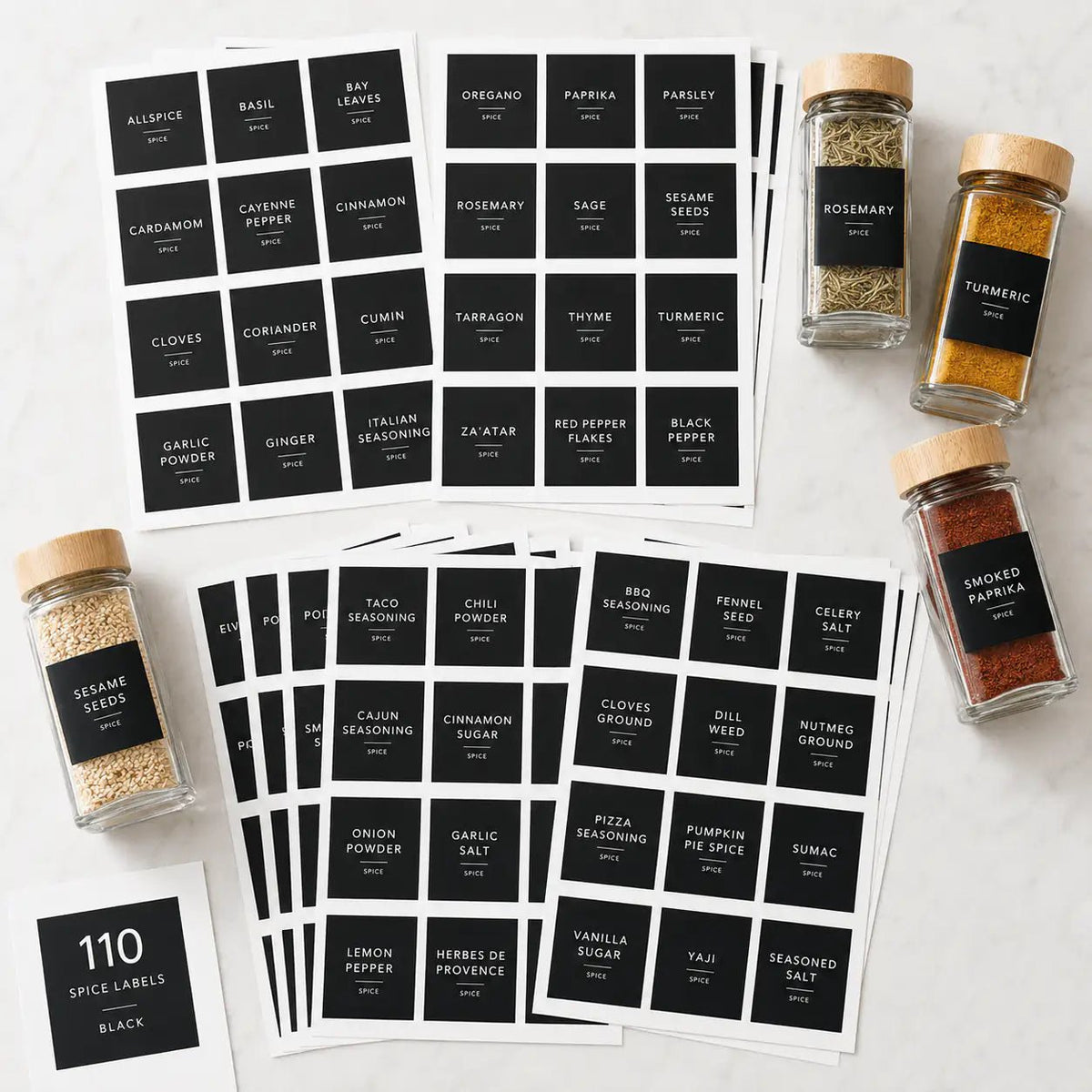 Complete Spice Sticker Set - 110 Stickers - Black – view 3