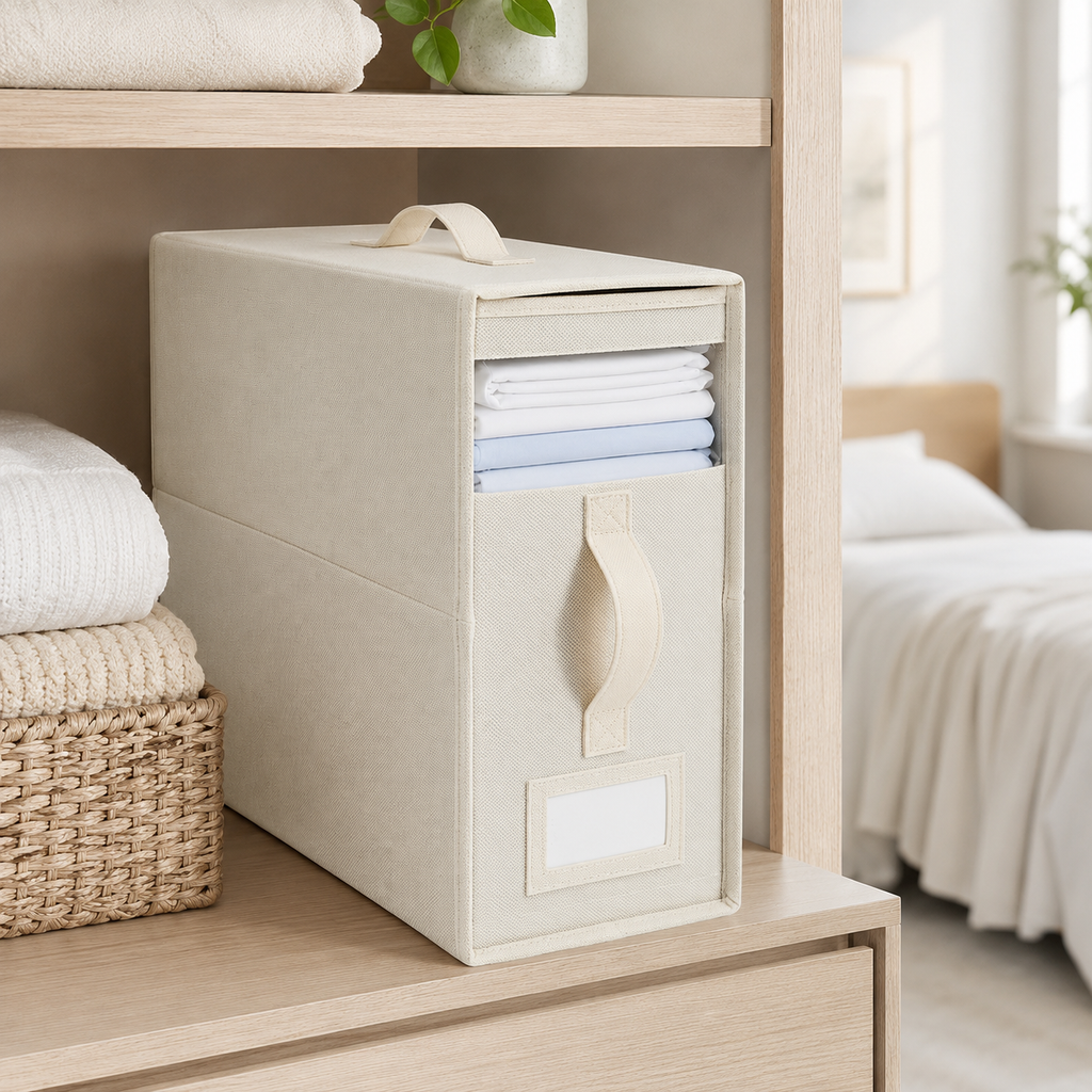 SlimFold Collapsible Linen Storage Box - Beige