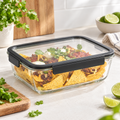 Glass Food Storage Container 2600ml - Rectangle - Black arranged in a bright premium home setting