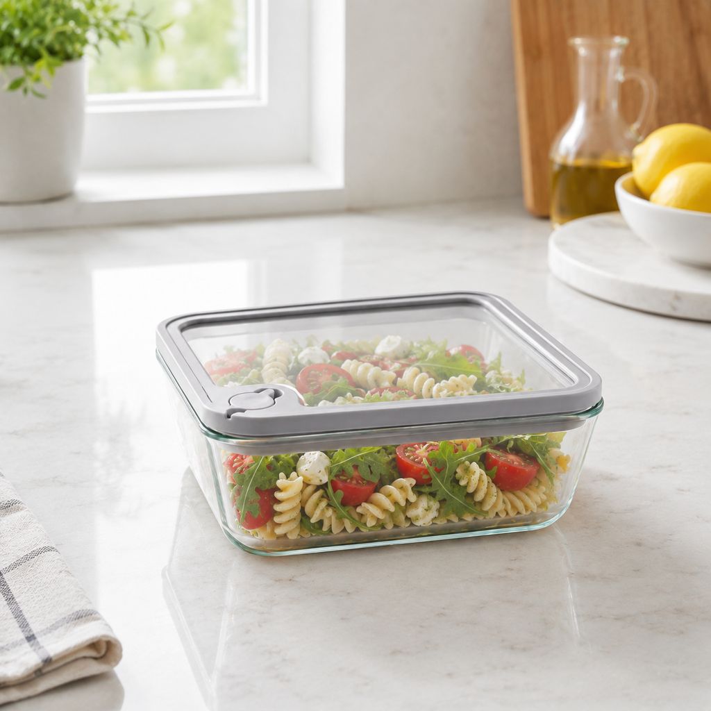 Glass Food Storage Container 1160ml - Rectangle - Grey – view 3