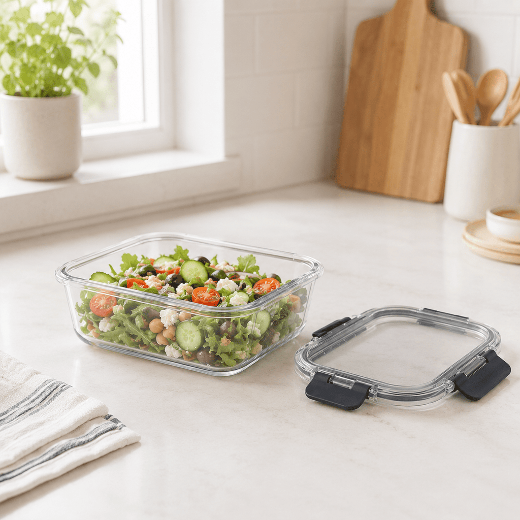 Glass Food Storage Container 1480ml - Rectangle - Black – view 2