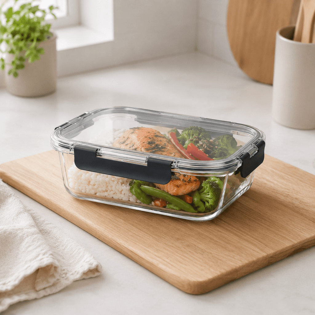 Glass Food Storage Container 1480ml - Rectangle - Black – view 3