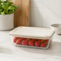 Glass Food Storage Container 1500ml - Rectangle - Cream
