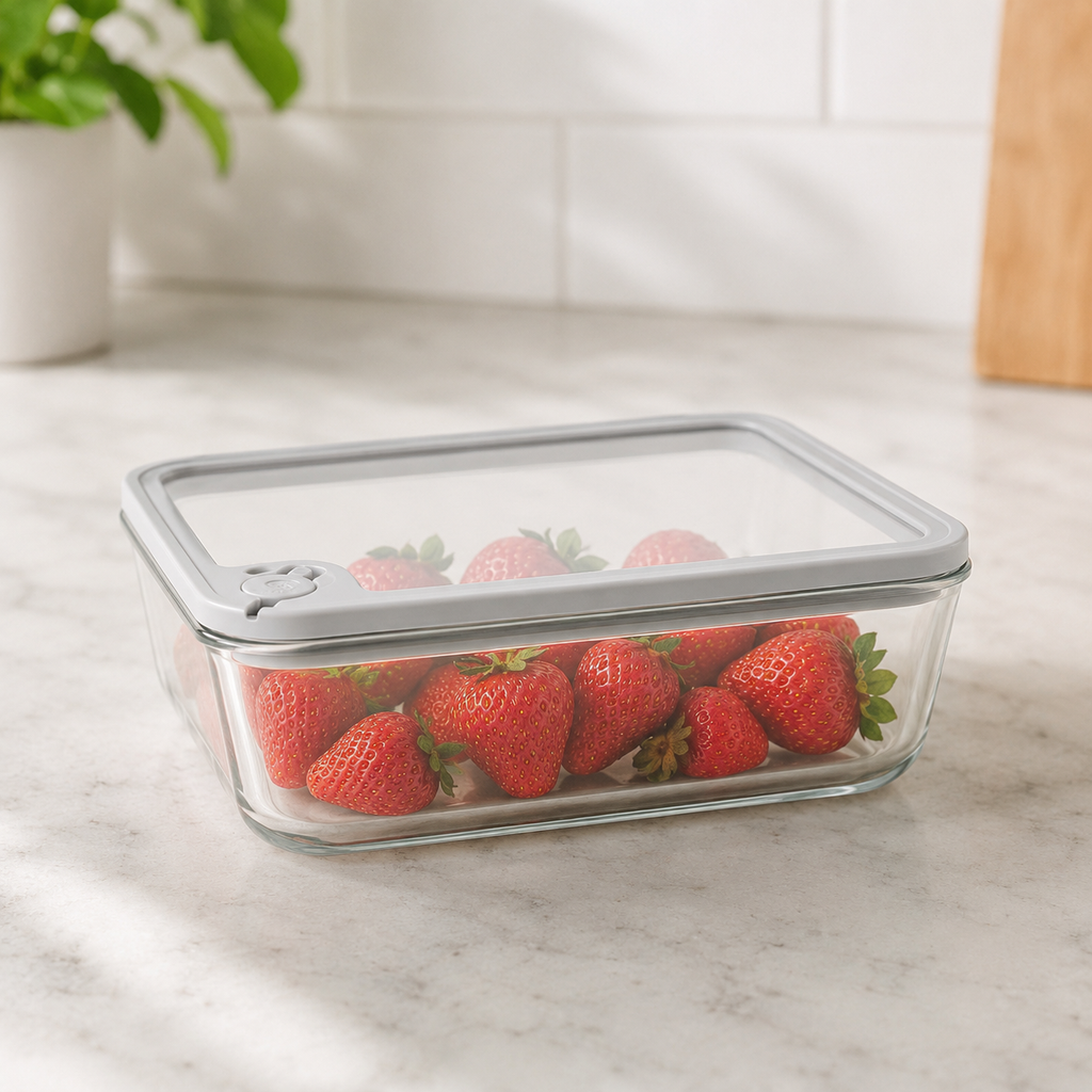Glass Food Storage Container 1500ml - Rectangle - Grey – view 2