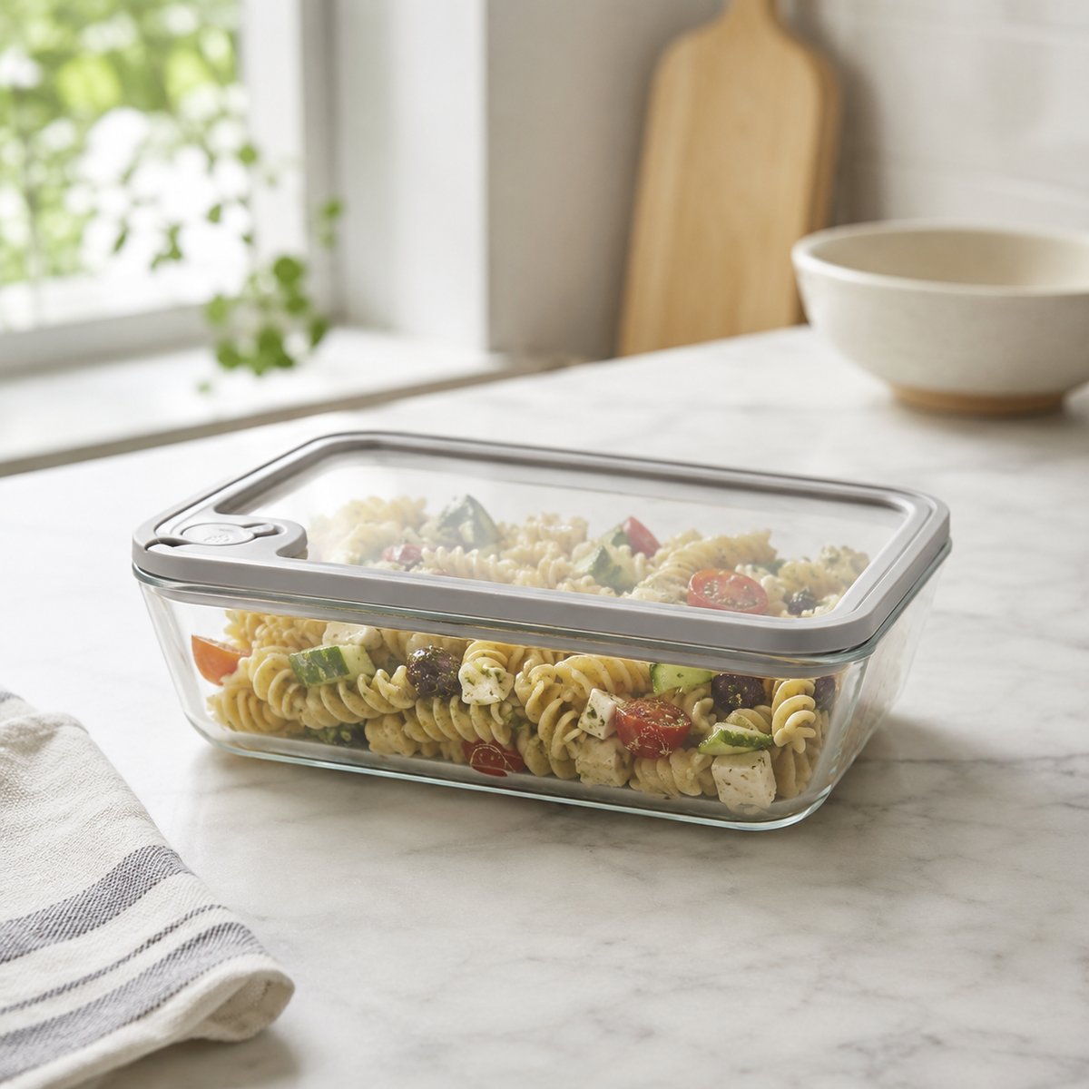 Glass Food Storage Container 1500ml - Rectangle - Grey – view 3