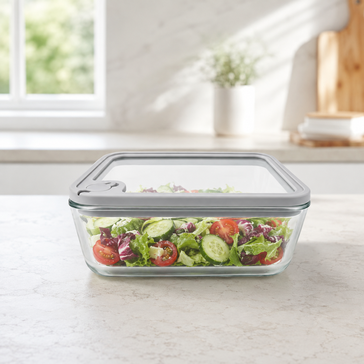 Glass Food Storage Container 1940ml - Rectangle - Grey – view 2