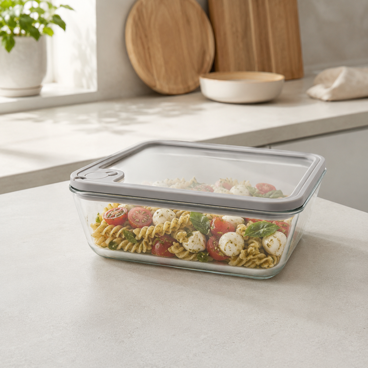 Glass Food Storage Container 1940ml - Rectangle - Grey – view 3