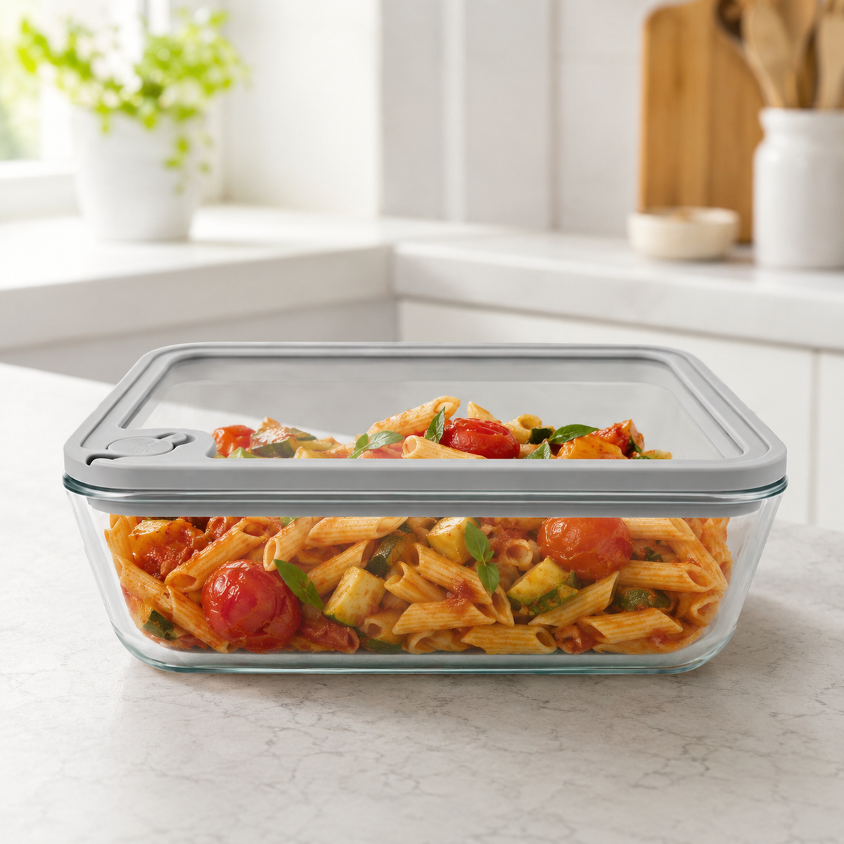Glass Food Storage Container 2600ml - Rectangle - Grey – view 3