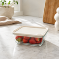 Glass Food Storage Container 620ml - Rectangle - Cream