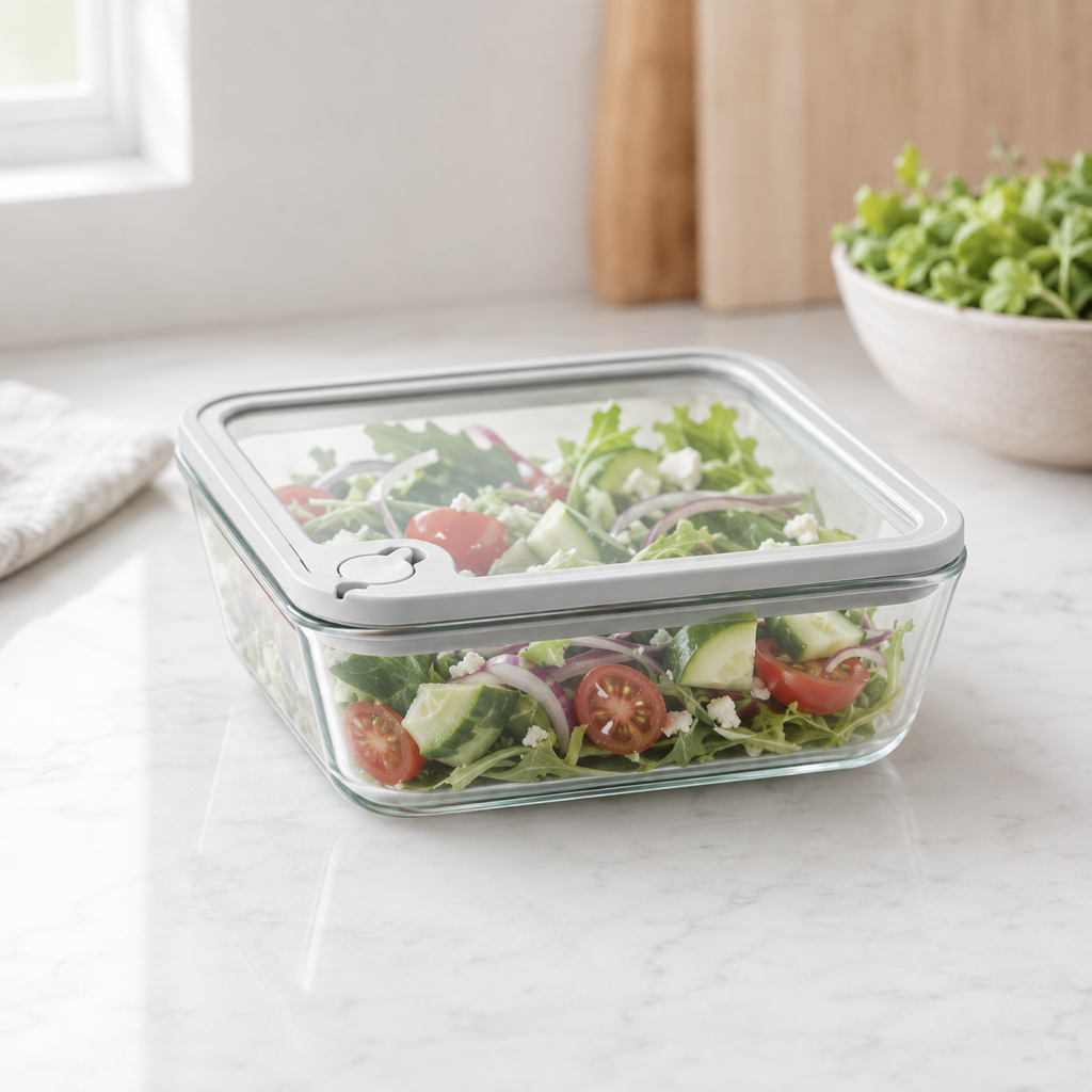 Glass Food Storage Container 620ml - Rectangle - Grey – view 2