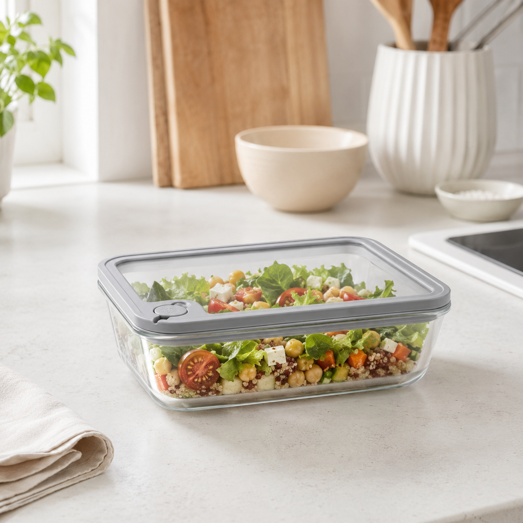 Glass Food Storage Container 820ml - Rectangle - Grey – view 2