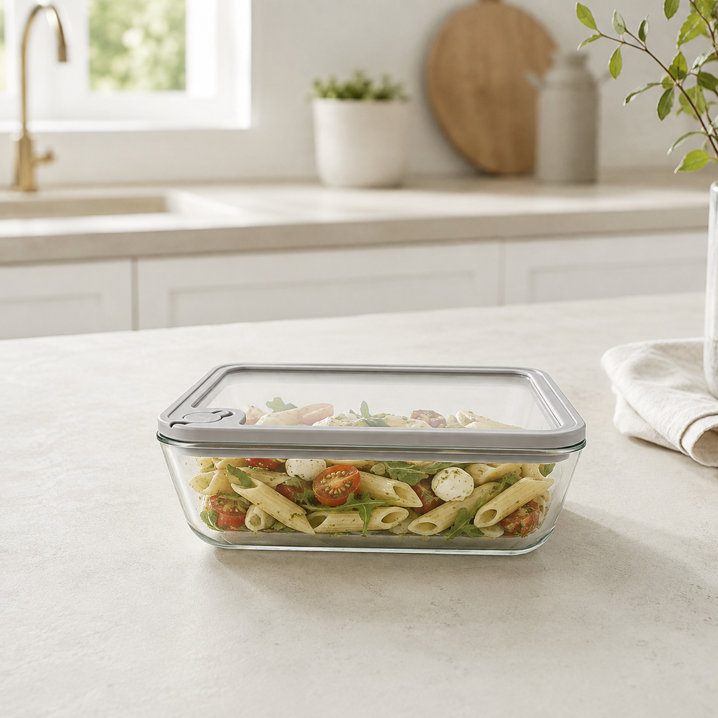 Glass Food Storage Container 820ml - Rectangle - Grey – view 3