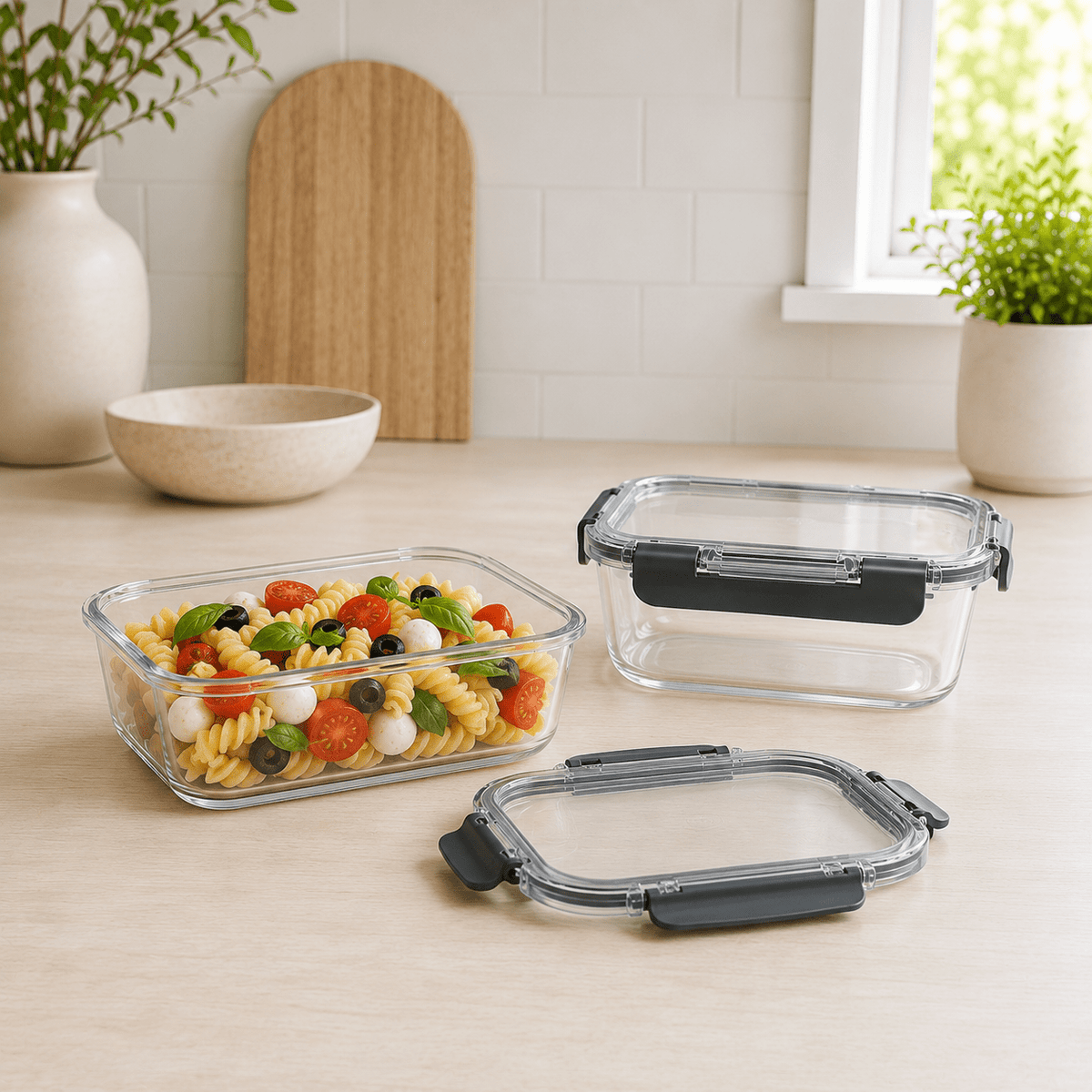 Glass Food Storage Containers 1000ml - 2 Set Square – view 2