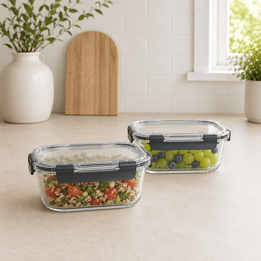 Glass Food Storage Containers 1000ml - 2 Set Square – view 3