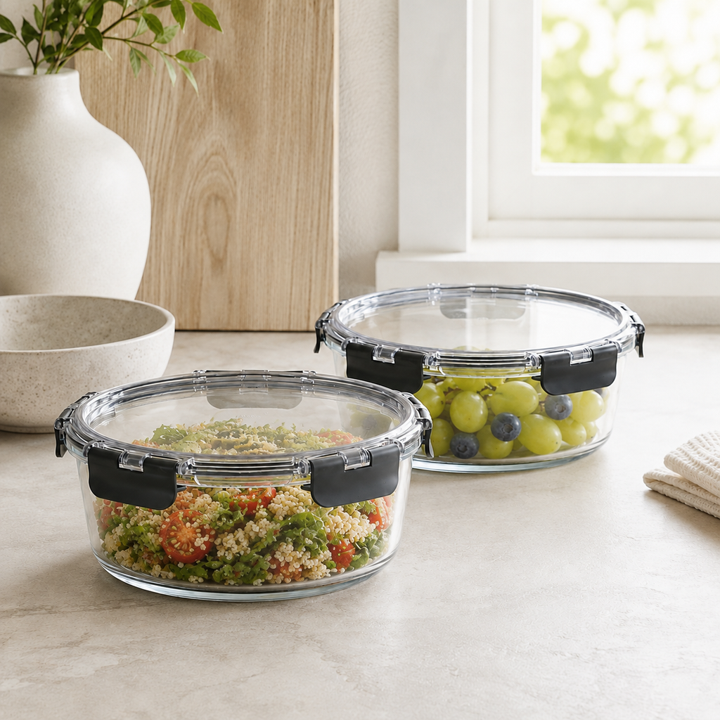 Glass Food Storage Containers 1300 ML - 2 Set Round – view 3