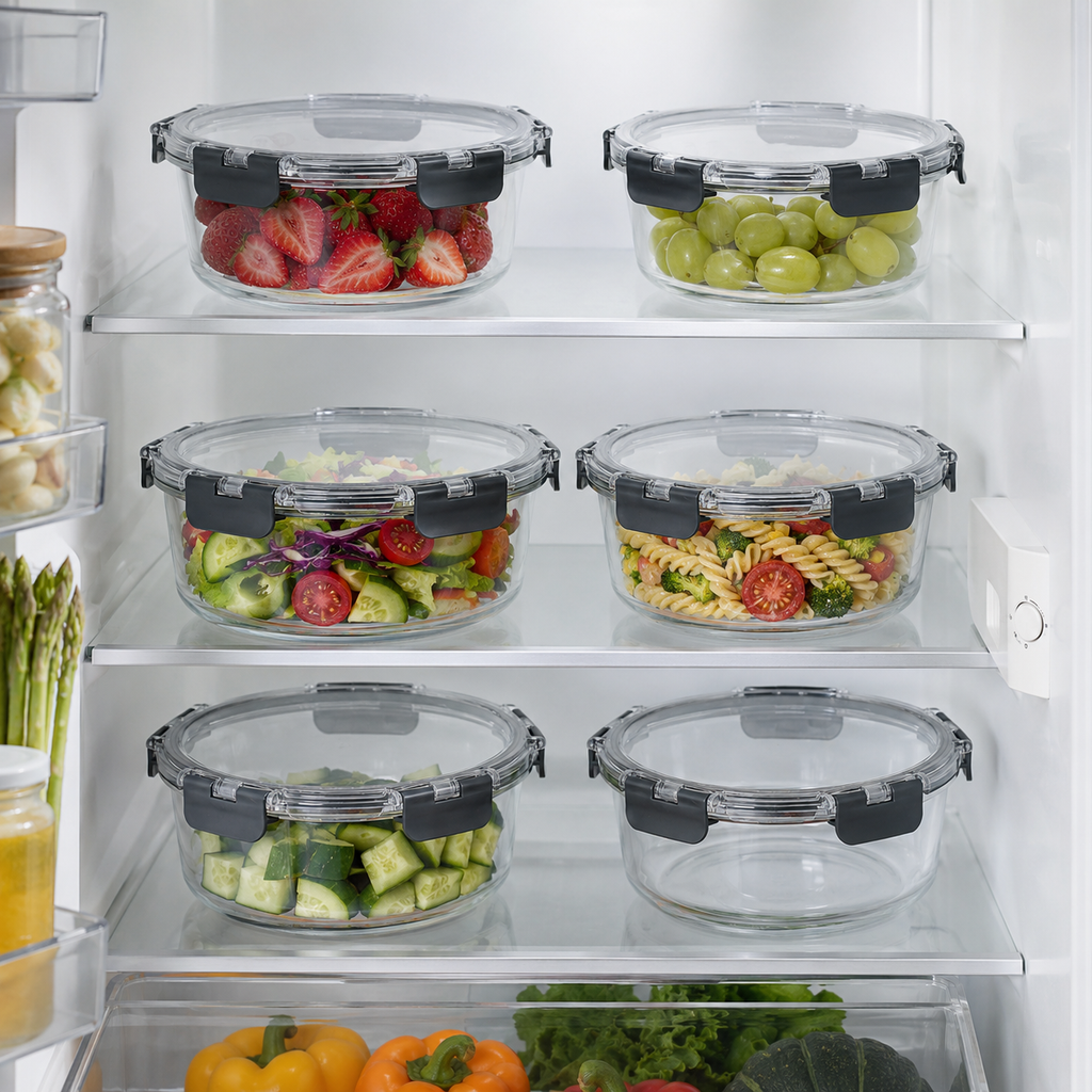 Glass Food Storage Containers - 1300ml 6 Set Round – view 2