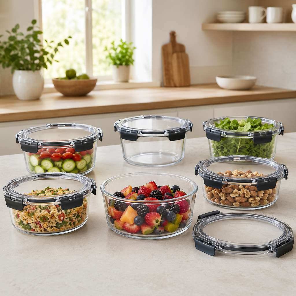 Glass Food Storage Containers - 1300ml 6 Set Round – view 3