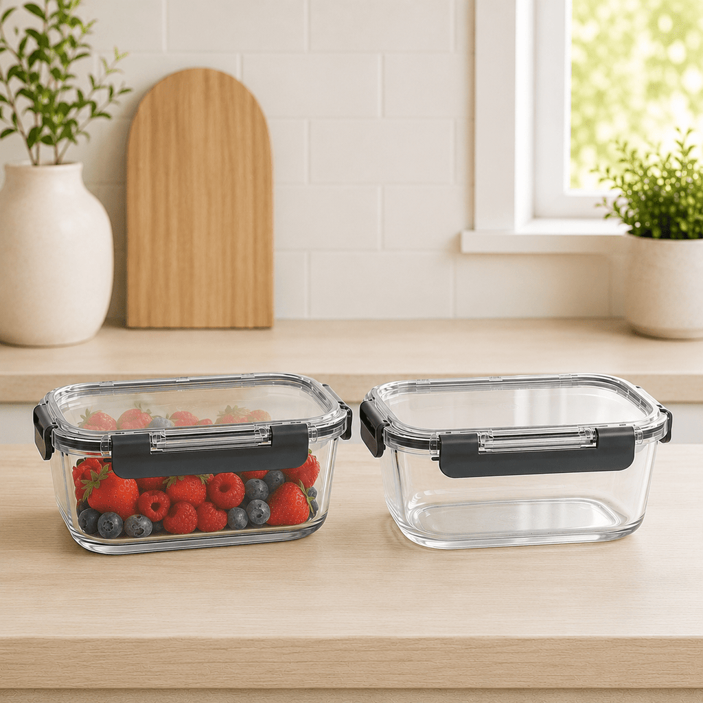 Glass Food Storage Containers 1480 ML - 2 Set Square - Luma & Home