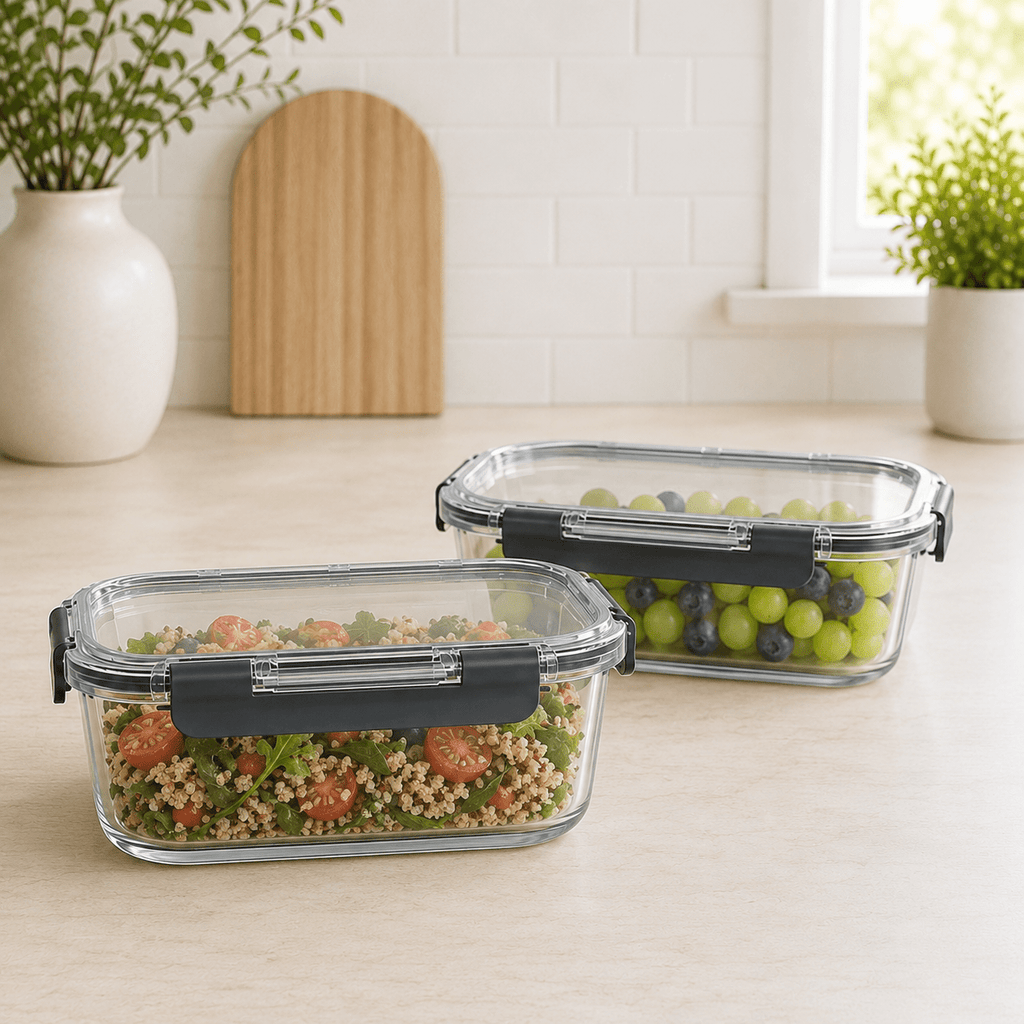 Glass Food Storage Containers 1480 ML - 2 Set Square - Luma & Home
