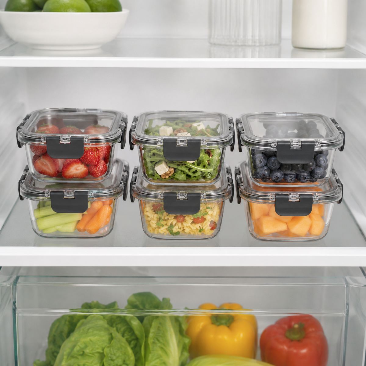 Glass Food Storage Containers - 300ml 6 Set Square – view 2