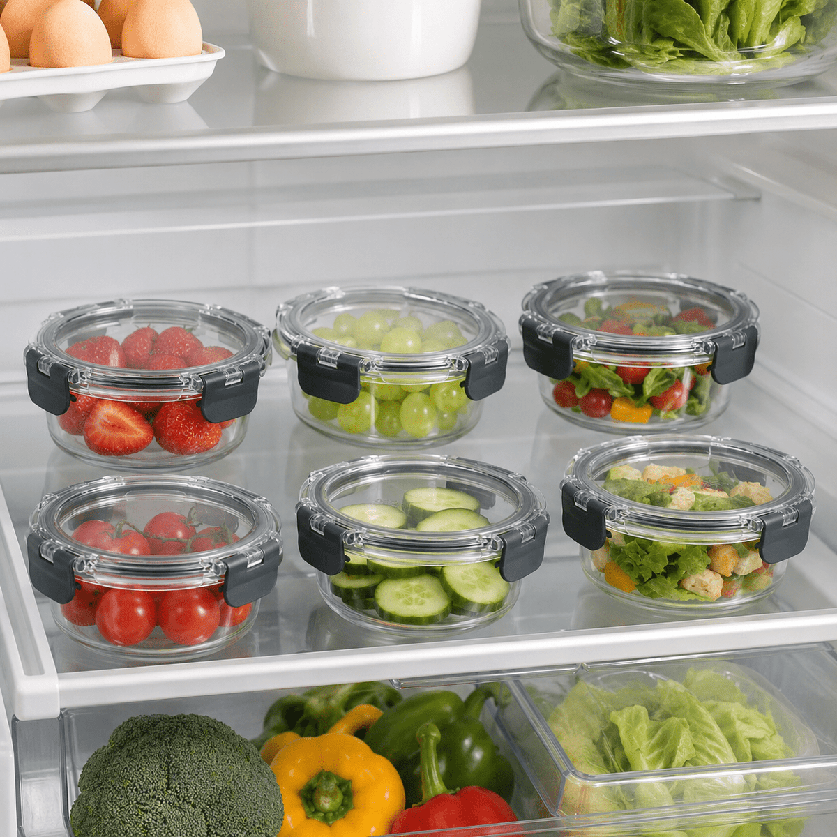 Glass Food Storage Containers - 370ml 6 Set Round – view 2