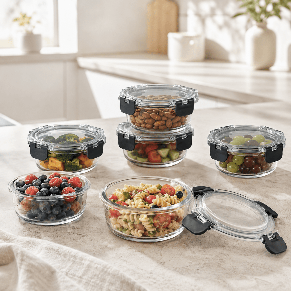 Glass Food Storage Containers - 370ml 6 Set Round – view 3