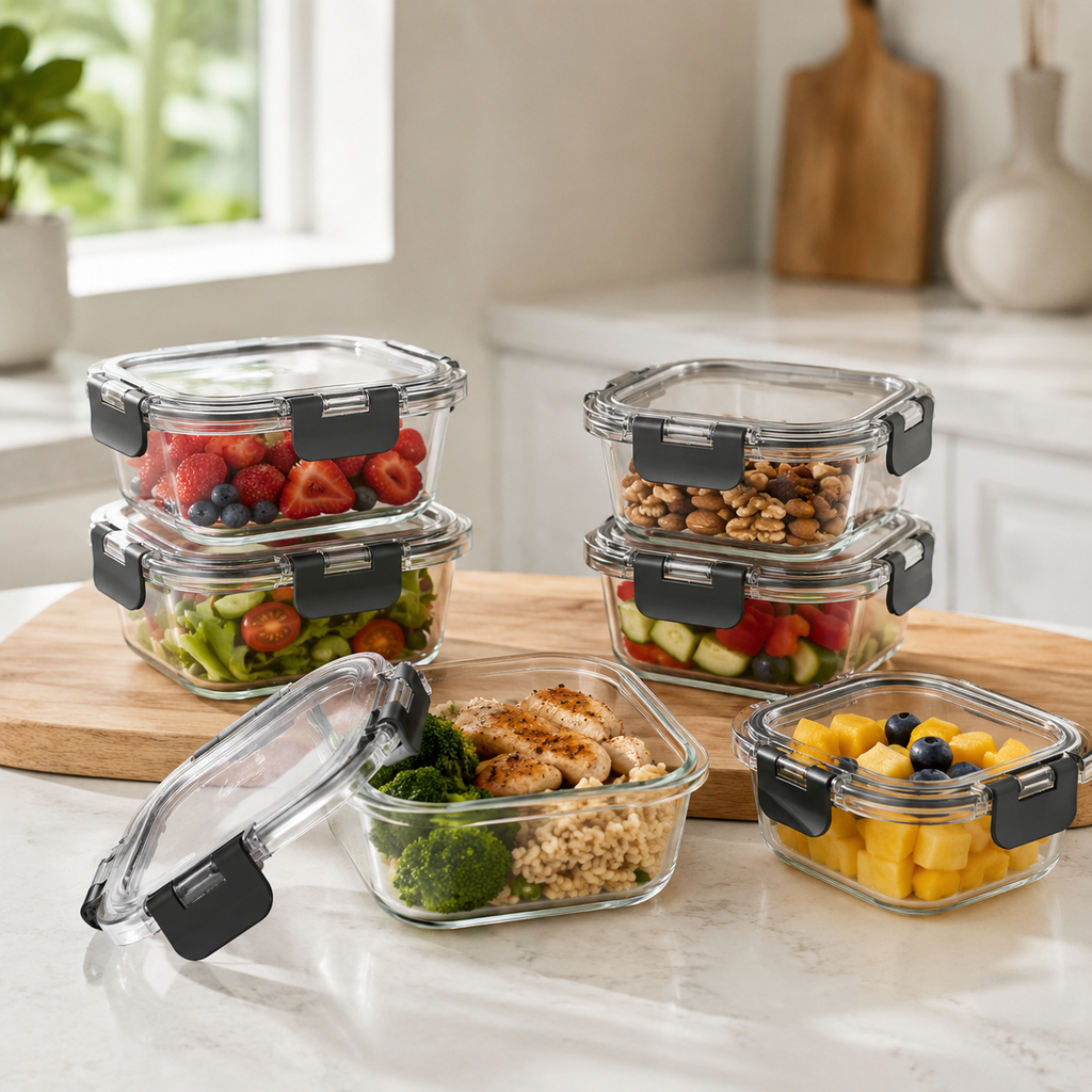 Glass Food Storage Containers - 500ml 6 Set Square – view 3