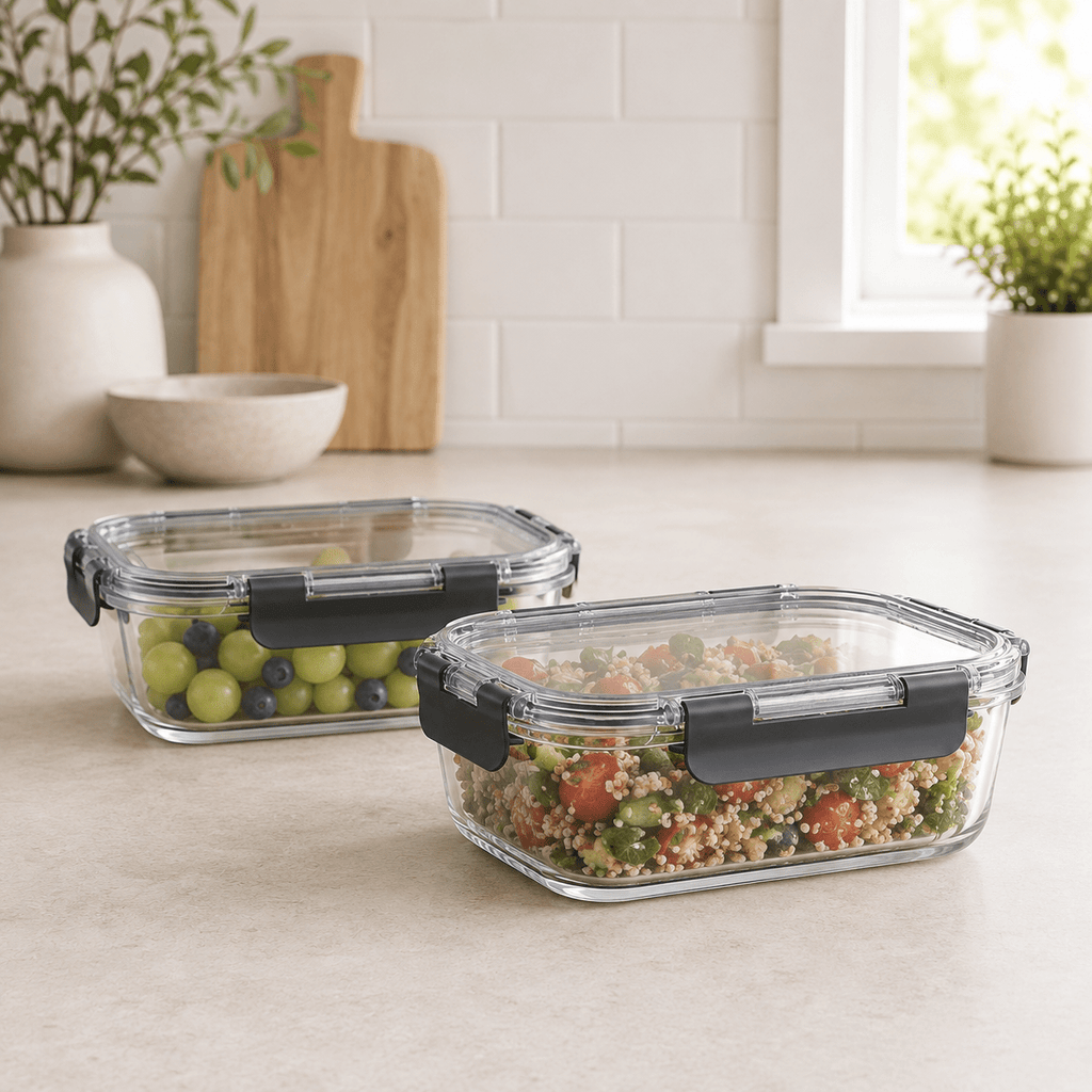 Glass Food Storage Containers 630ml - 2 Set Square – view 3