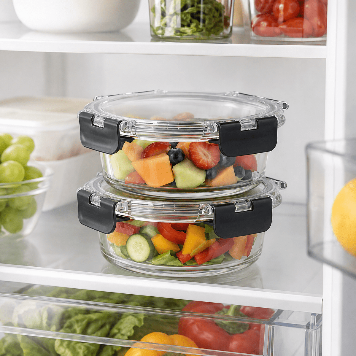 Glass Food Storage Containers 635ml - 2 Set Round – view 2