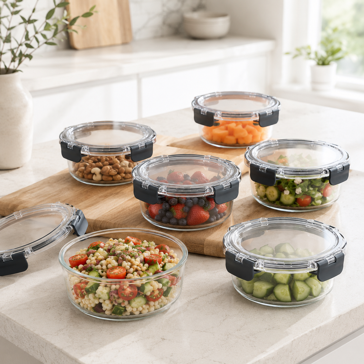 Glass Food Storage Containers - 635ml 6 Set Round – view 3