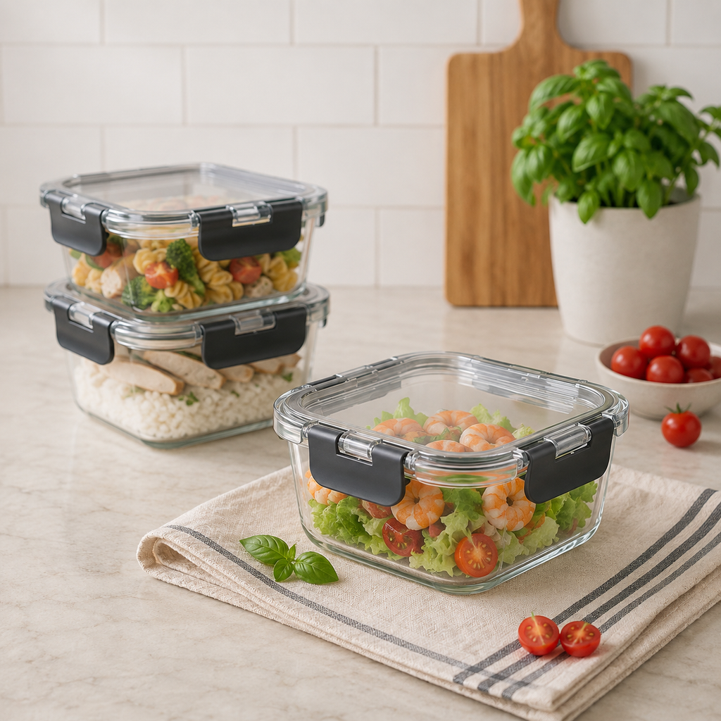 Glass Food Storage Containers - 800ml 6 Set Square – view 2