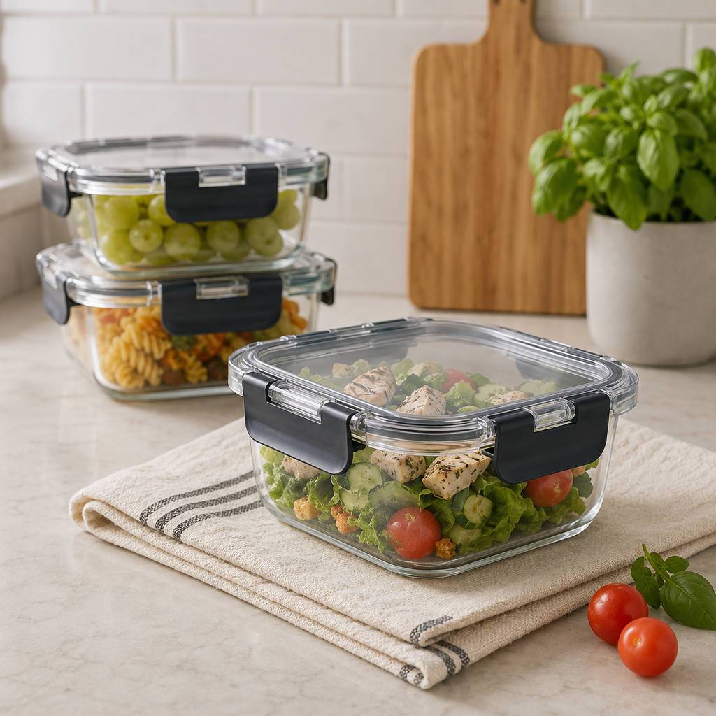 Glass Food Storage Containers - 800ml 6 Set Square – view 3