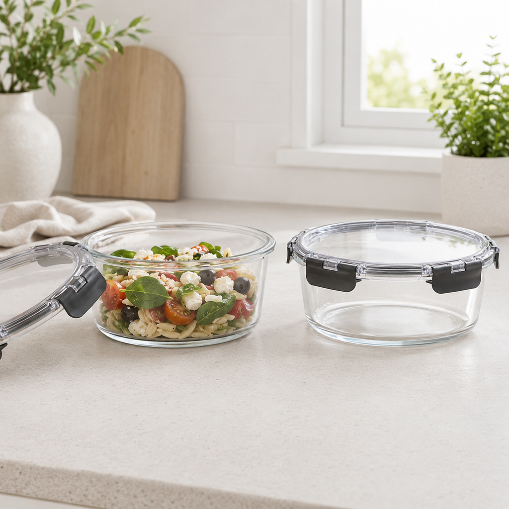 Glass Food Storage Containers 930 ML - 2 Set Round – view 3