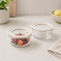 Glass Food Storage Containers Cream - 200ml - 2 Set Round