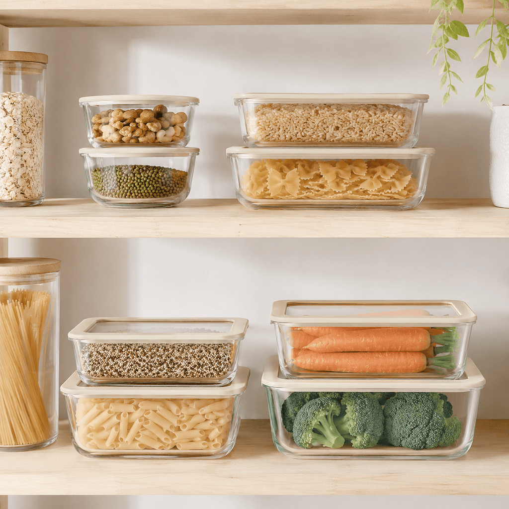 Glass Food Storage Containers Cream - 8 Set - Meal Prep