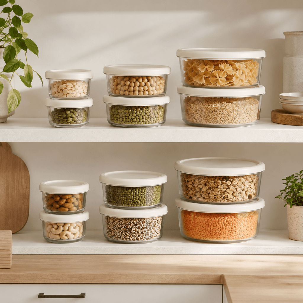 Glass Food Storage Containers Cream - 8 Set - Round – view 3