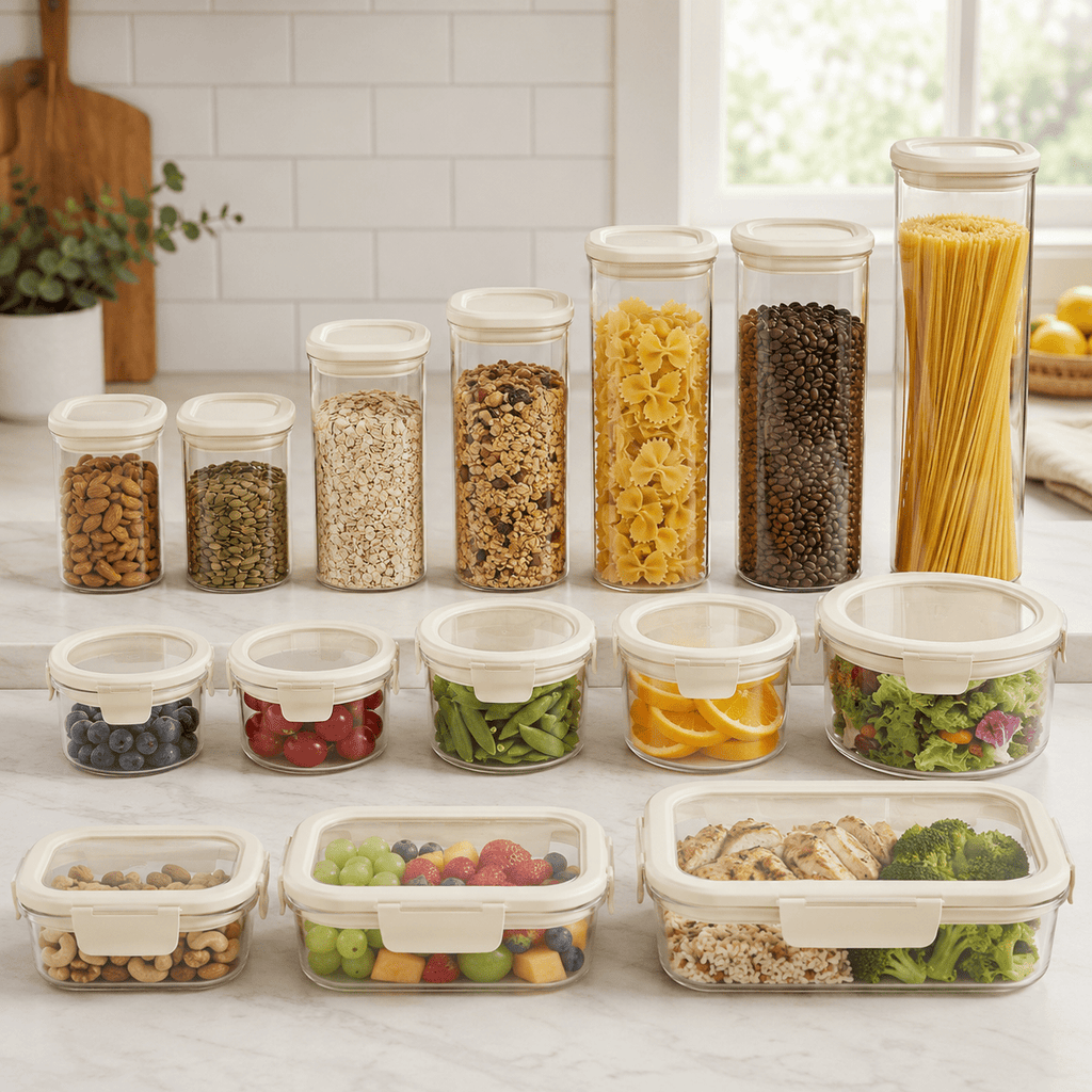 Glass Pantry Jar & Food Storage - Cream - 15pc Set – view 3