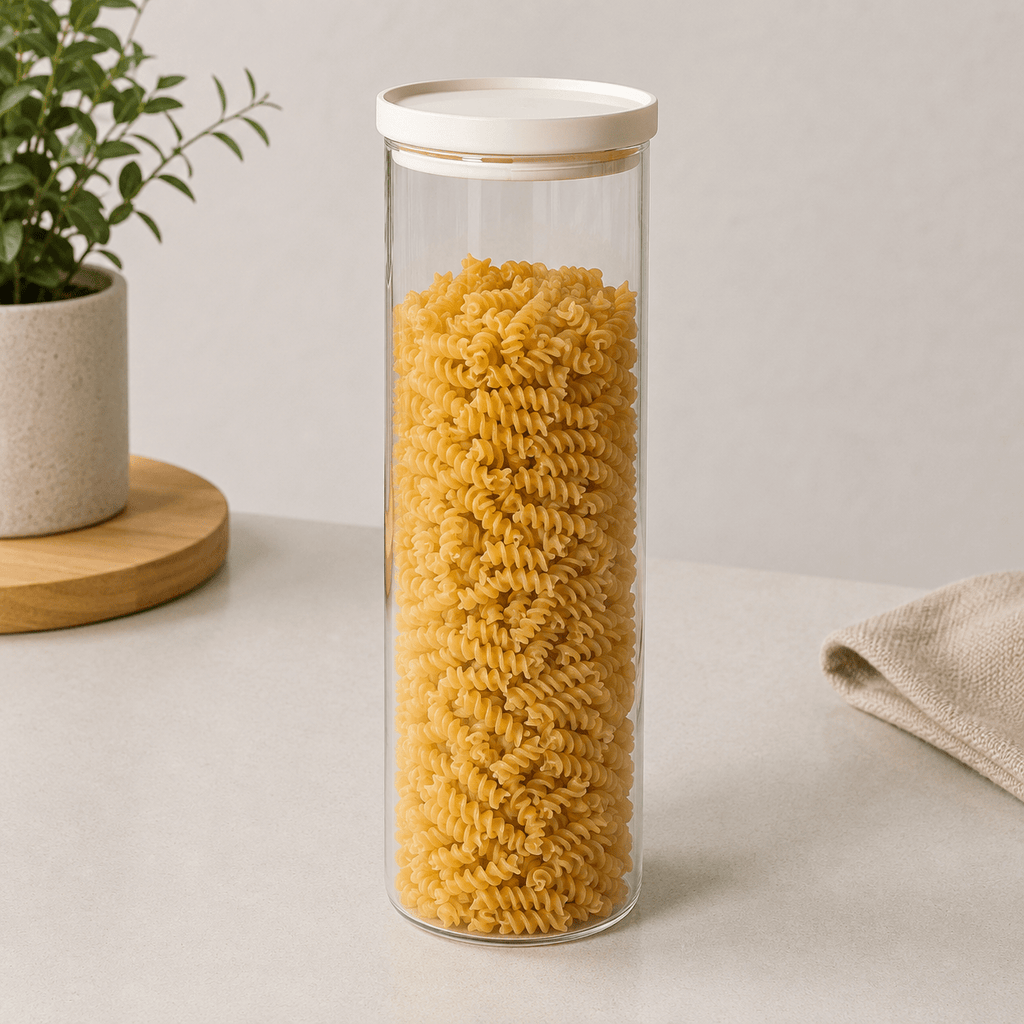 Glass Pantry Storage Jars 2L - Cream - Round – view 2