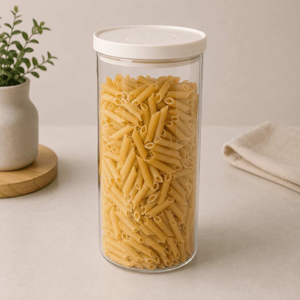Glass Pantry Storage Jars 2L - Cream - Round – view 3