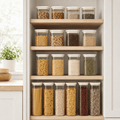 Glass Pantry Storage Jars - Cream - 18 Set Round