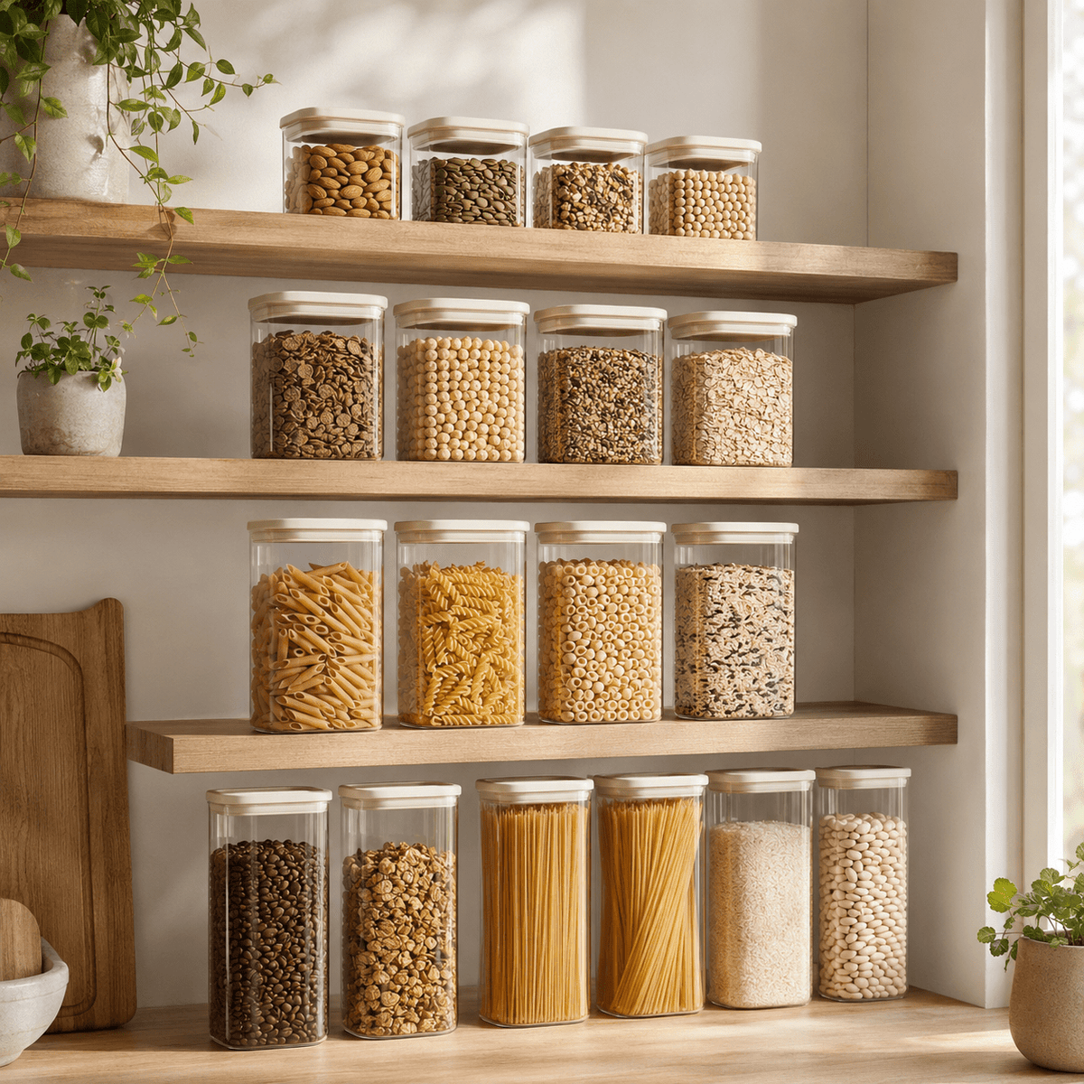 Glass Pantry Storage Jars - Cream - 18 Set Round – view 3